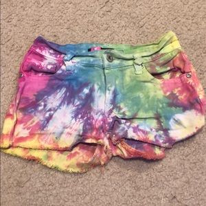 Denim tie dye shorts